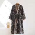 Men's Cotton Crepe Pajamas Robe Japanese Kimono Cardigan Print Sleepwear V-Neck Gauze Comfort Bathrobe Homewear for Men