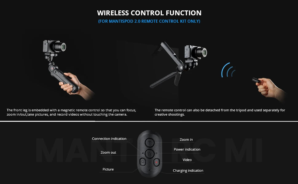 PGYTECH MANTISPOD 2.0 Bluetooth Mini Camera Vlogging Tripod|6 Modes Small Travel Flexible DSLR Pocket Stand With Remote Control