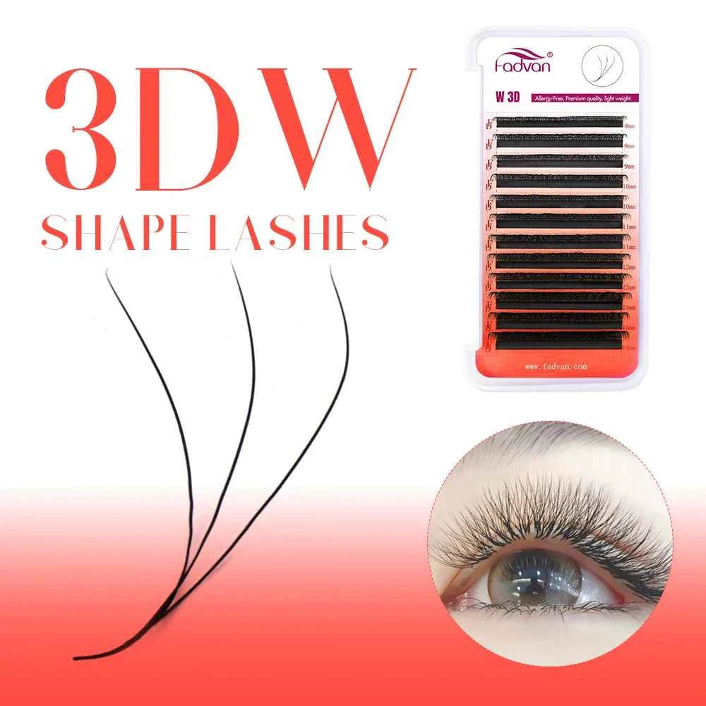 FADVAN W Shape 5D Cluster Lashes - 10Pcs Soft Natural Eyelash Extensions, 0.07mm, Perfect for Professionals