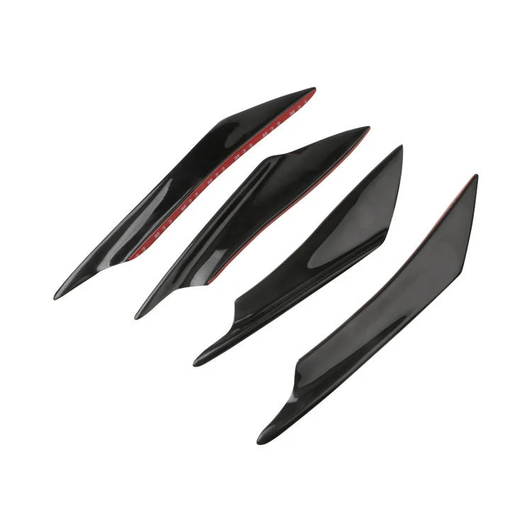 4pcs Universal Car Front Bumper Lip Fin Splitter Body Spoiler Canards Spoiler Car Tuning Canard Decor Black Carbon Fiber
