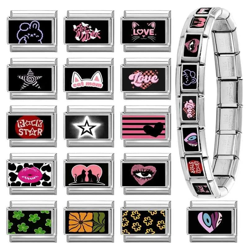 Creative Black Series Cute Rabbit Cat Heart Star Eye Lips Italian Charm Links Fit 9mm Stainless Steel Bracelet DIY Making Gifts The jack market .AU The jack market .AU Jewellery & Chains $ 52 200001034:200003757#A14;200007763:201336100
