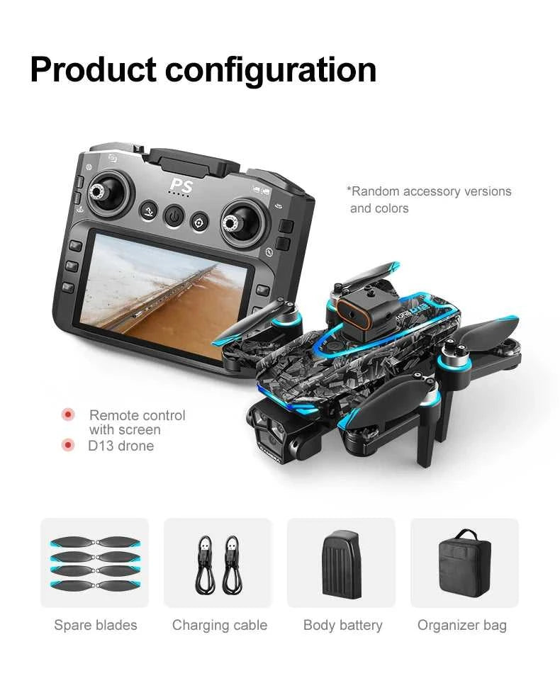 New D13 RC Drone 4K Professional HD Triple Camera 5G WIFI FPV Dron 360° Obstacle Avoidance Brushless Large Screen Quadcopter Toy The jack market .AU The jack market .AU Drones $ 128 14:29#D13-Screen Drone