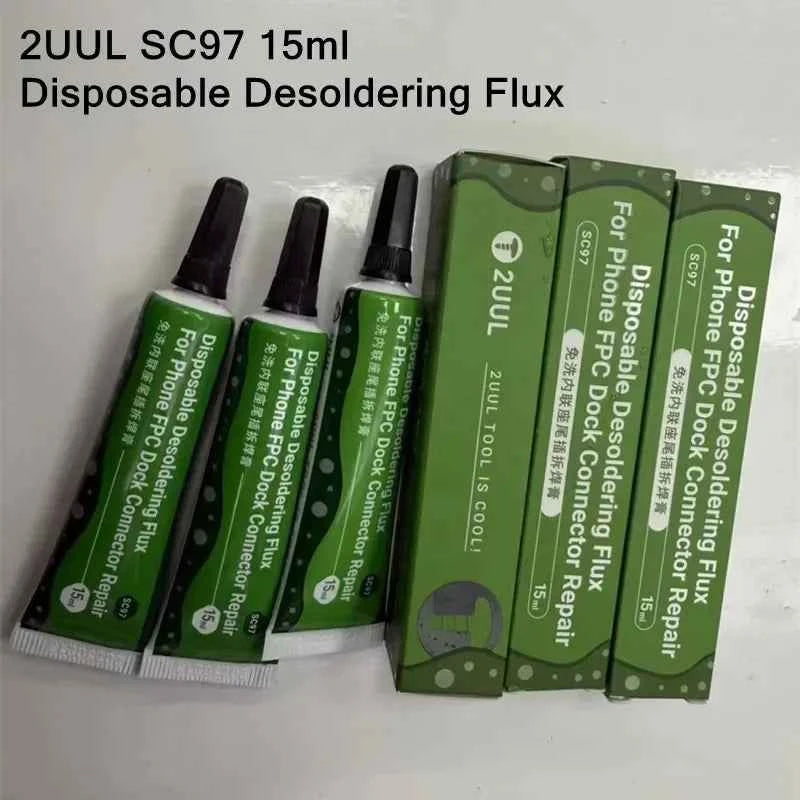 2UUL SC97 Desoldering Flux 15ml Disposable Paste for Phone FPC Dock Connector Repair No-Clean PCB Soldering Phone Welding Paste