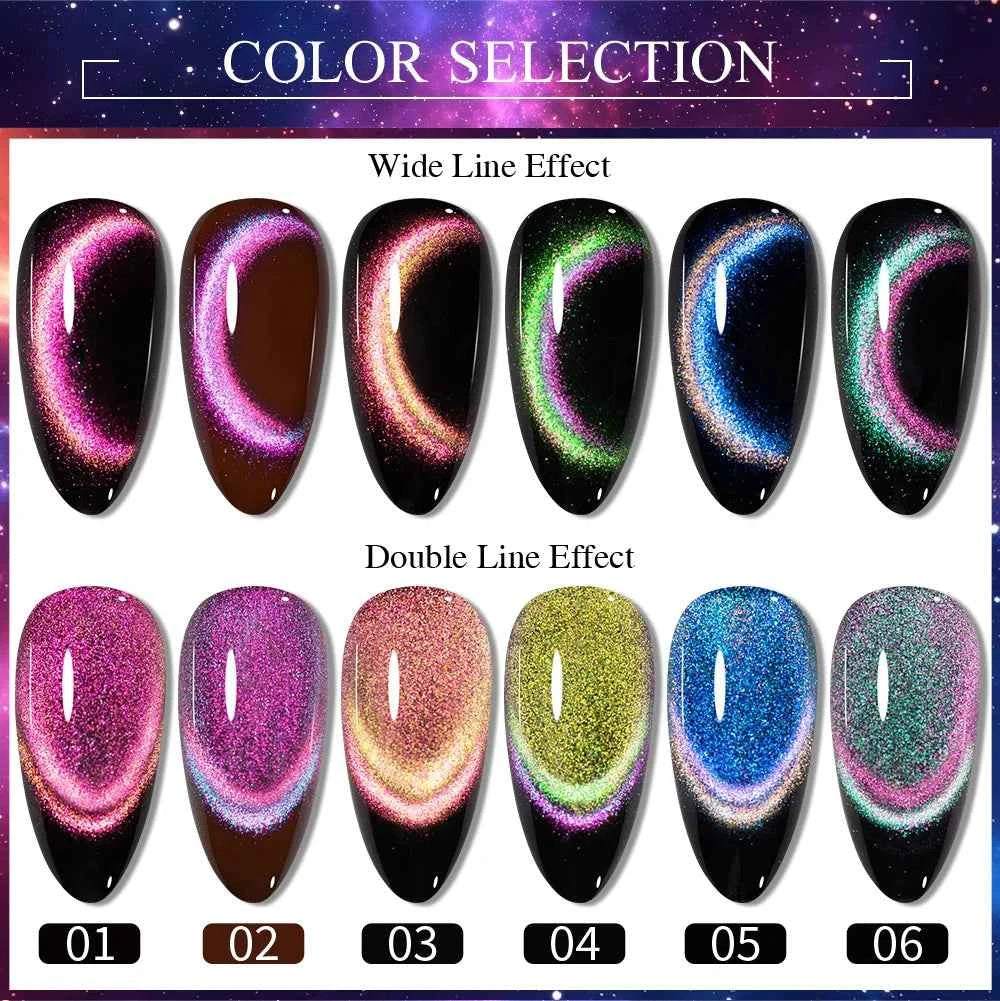 PUENTE Cat Eye Magnetic Gel Nail Polish - Vibrant Starry Galaxy Effect, Soak Off UV, 7.5ML