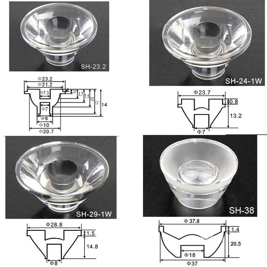 18mm 20mm 21mm 23mm 24mm 29mm 38mm Concave PMMA Lens COB LED Flashlight Lamp Wall Washer Concave Convex Diverging Lens