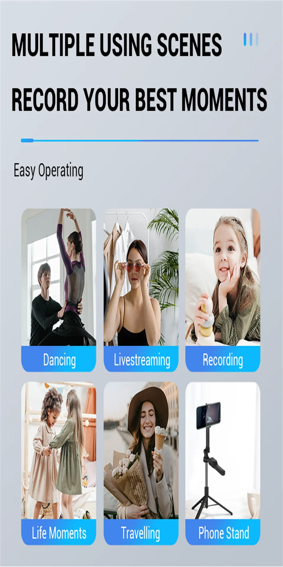 FANGTUOSI 2024 New Wireless Selfie Stick Tripod Foldable Stand For Gopro Action Cameras Smartphones Balance Steady Shooting Live