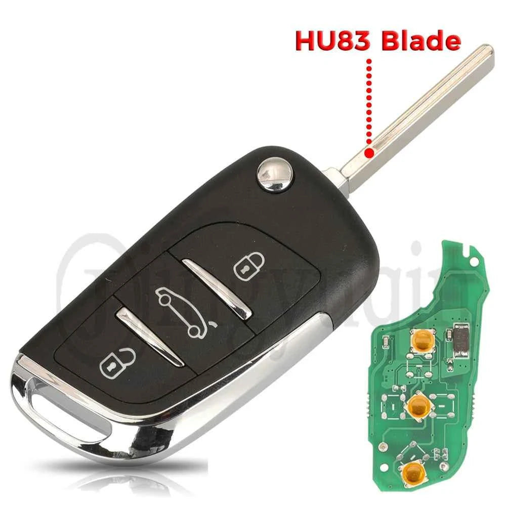 jingyuqin 3 Buttons For Citroen Ds4 2012 C3 2017 C4 201- Fit Peugeot 508 Filp Remote Car Key 433MHz ID46 Chip Fob HU83 VA2 Blade