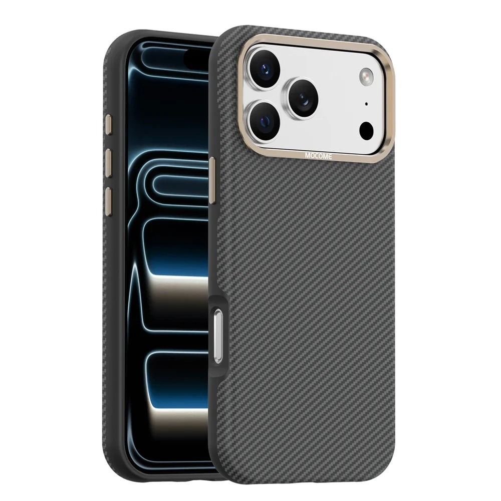 Luxury Built-in Magnet Magnetic Carbon Fiber Phone Case For iPhone 17 16 15 14 13 12 Pro Max Plus Solid Color Matte Back Cover