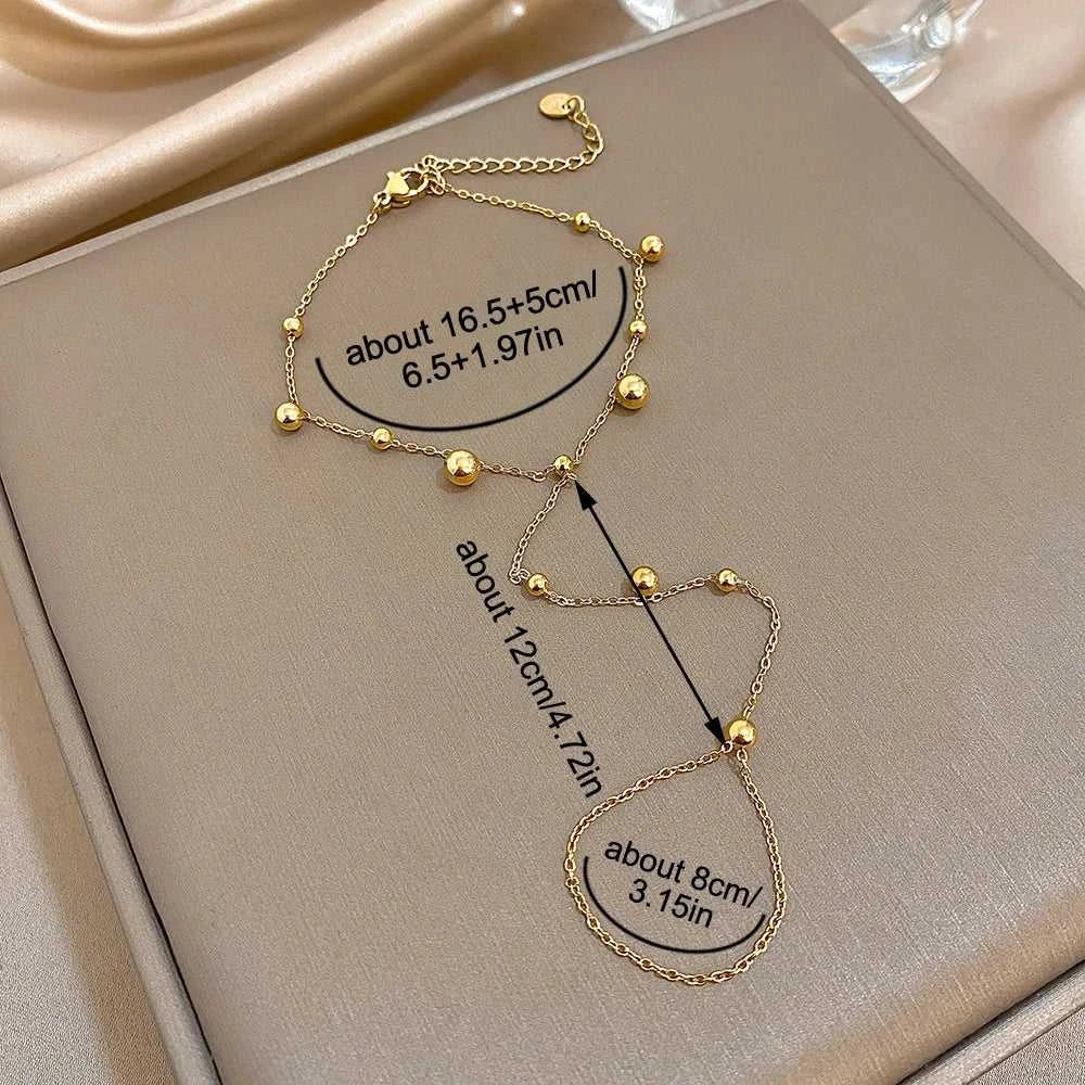 Stainless Steel Punk Chunky Beaded Ring Bracelet Hand Chain Bracelets for Women Summer Holiday Beach Travel Hand Jewelry Gift The jack market .AU The jack market .AU Jewellery & Chains $ 48 200001034:5740#Gold Color