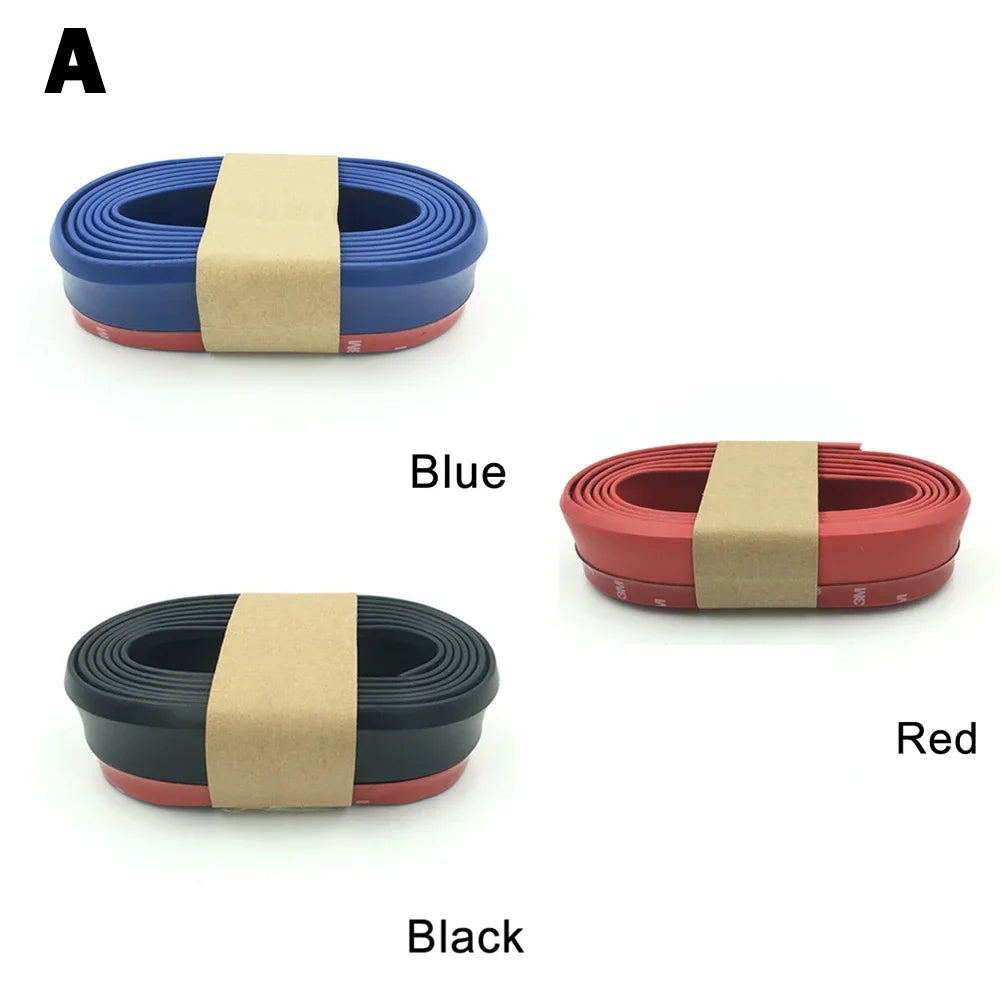 2.5M Car Front Bumper Lip Protector Carbon Fiber Rubber Splitter Chin Spoiler Side Skirt Rubber Anti Scratch Protector Body Kit