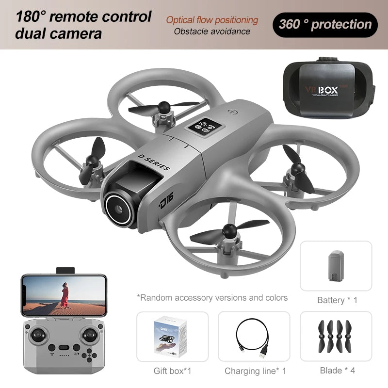 New D16 Mini Drone 8K HD Dual Camera GPS Positioning Profesional 180° Electric Adjustable Obstacle Avoidance Bushless UAV 2026