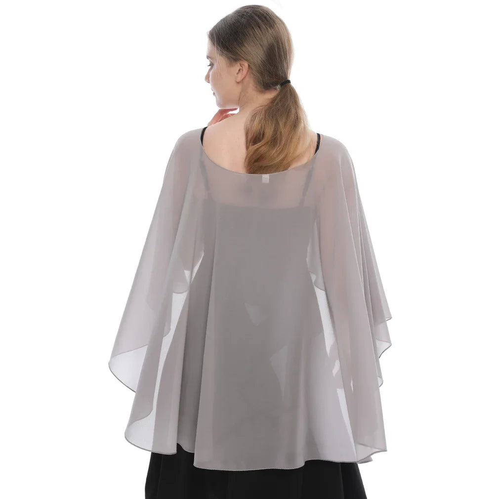 Women Chiffon Capes Shawl Ladies Evening Wedding Party Capes Shrug Ladies Bridal Lightweight Long Shawl and Wraps Dress Cover Up