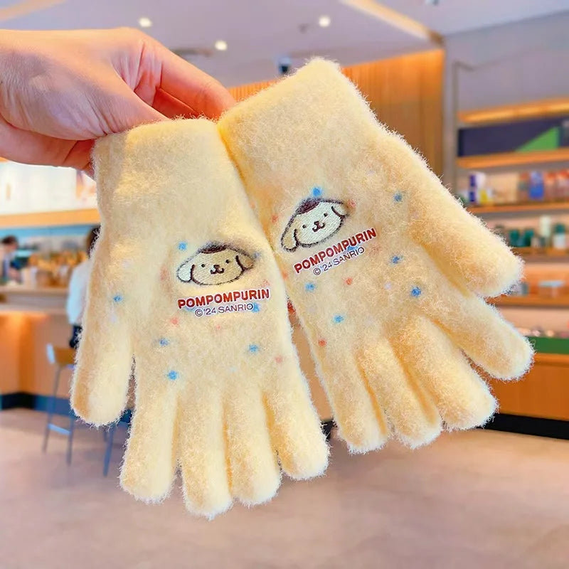 Sanrio Gloves Kawaii My Melody Kuromi Cold-Proof Winter Finger Gloves  Warm Children Toddler Christmas Gifts