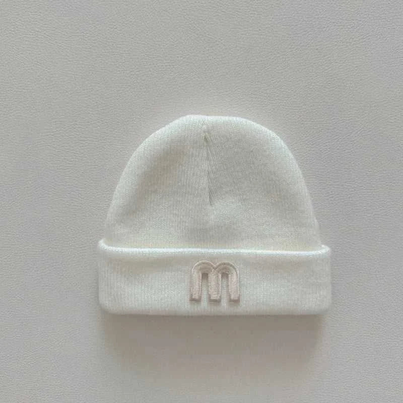 Autumn Winter Baby Knitted Hat Solid Color P Letter Infant Boy Girl Beanie Cap Casual Warm Toddler Crochet Bonnet Hat