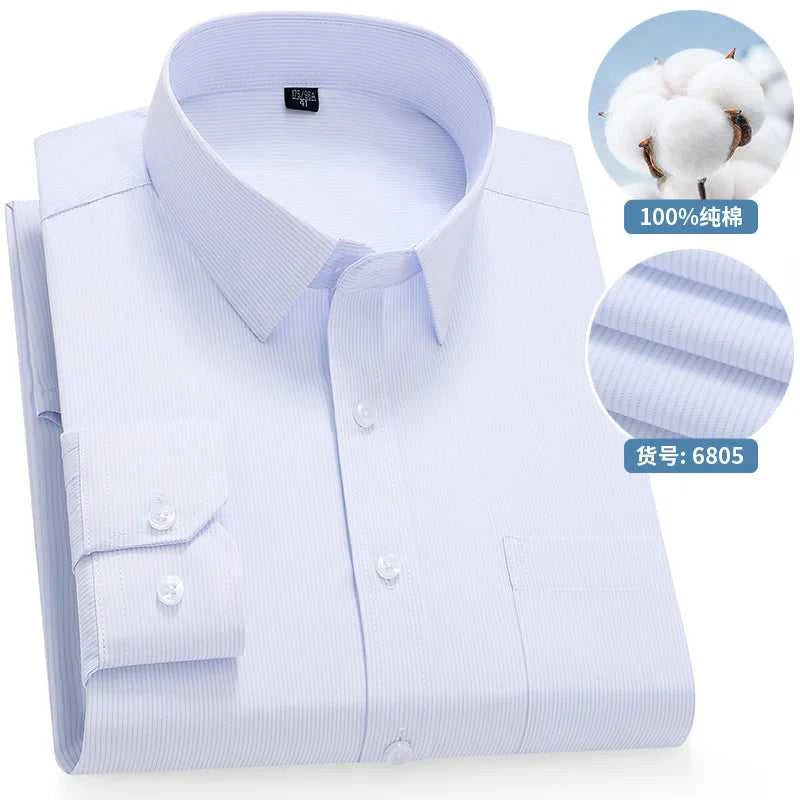 High Quality 100% Cotton Men's Shirts Long Sleeve Slim Fit Business Formal Striped Shirt Social Male Clothing Plus Size 8XL 7XL The jack market .AU The jack market .AU Men Fashion $ 43 14:691#6808;5:200000900#47 Size (100-110KG)