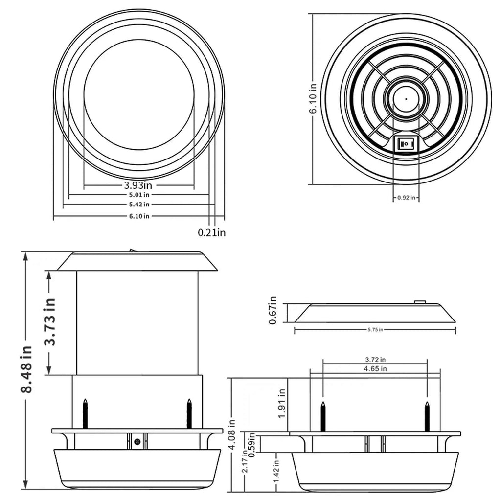 DC12V RV Roof Exhaust Fan Noiseless Solar Powered Vent for Campers  Ships Yachts RV Roof Vent Fan Solar Roof Exhaust Fan