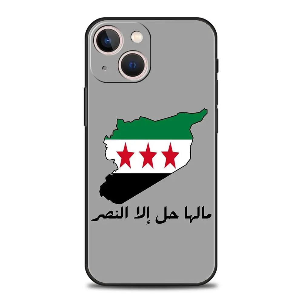 Phone Case For iPhone 16 15 14 13 12 11 Pro Max XS X XR SE 7 8 Plus Soft Silicone Black Cover Funda Luxury Syria flag
