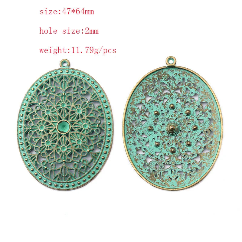2pcs/lot Verdigris Patina Elephant/Heart/Leaf/Flower/Dragonfly/Butterfly/Swirl/Wing Pattern Pendant Fashion Jewelry Material