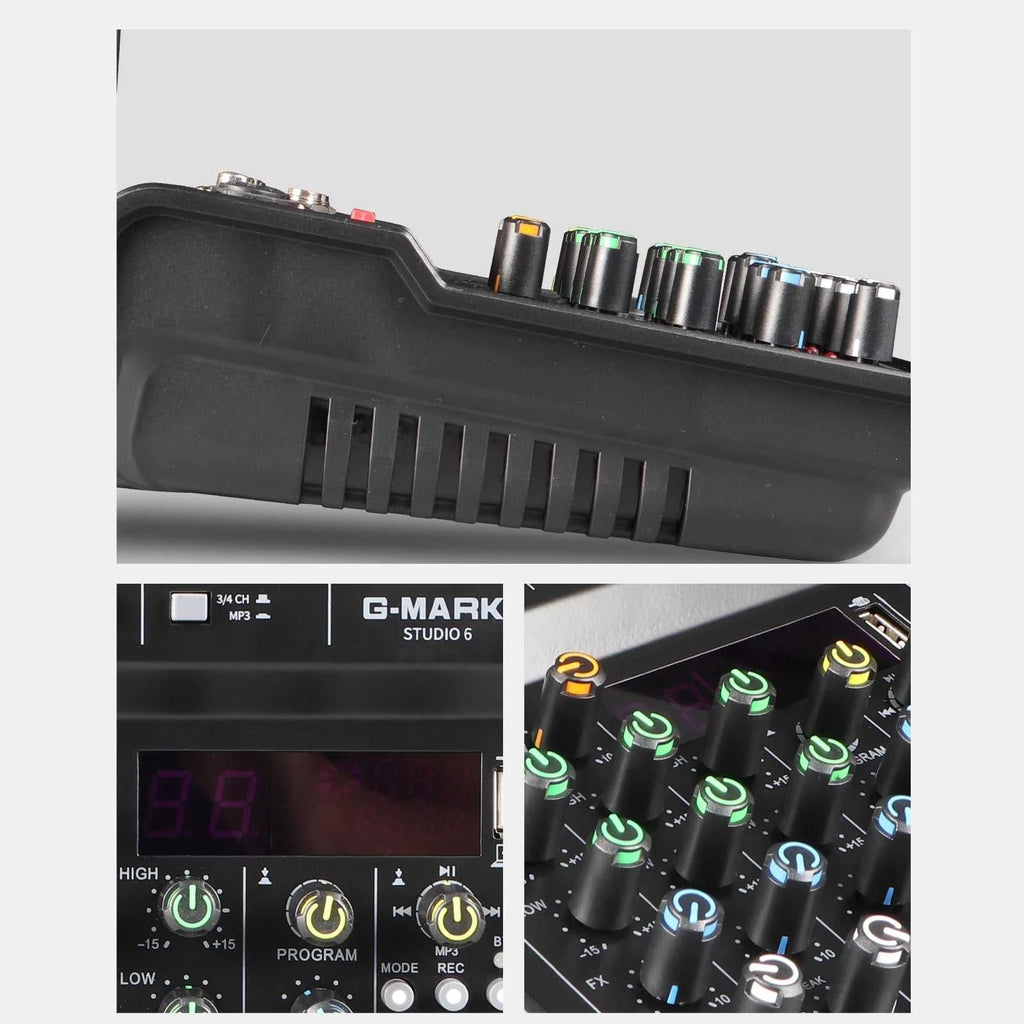 Audio Sound Mixer with Microphone G-MARK Studio 6 Bluetooth Portable DJ Console+48V USB Interface Mixing Boards For Live The jack market .AU The jack market .AU Accessories Electronics $ 115 <none>