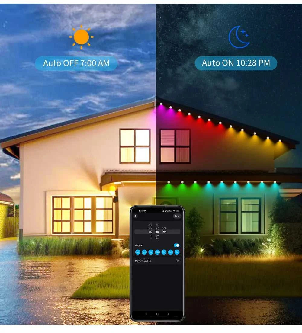 5054 16703IC(WS2811 WS2812B) Outdoor Eaves LED Light String Kit 2.4G BEL+WIFI Controller Work With Alexa Google Home Assistant The jack market .AU The jack market .AU Home $ 224 136:9131281595#Eaves LED Light;14:233220333#UK Plug;380:42061083#45m