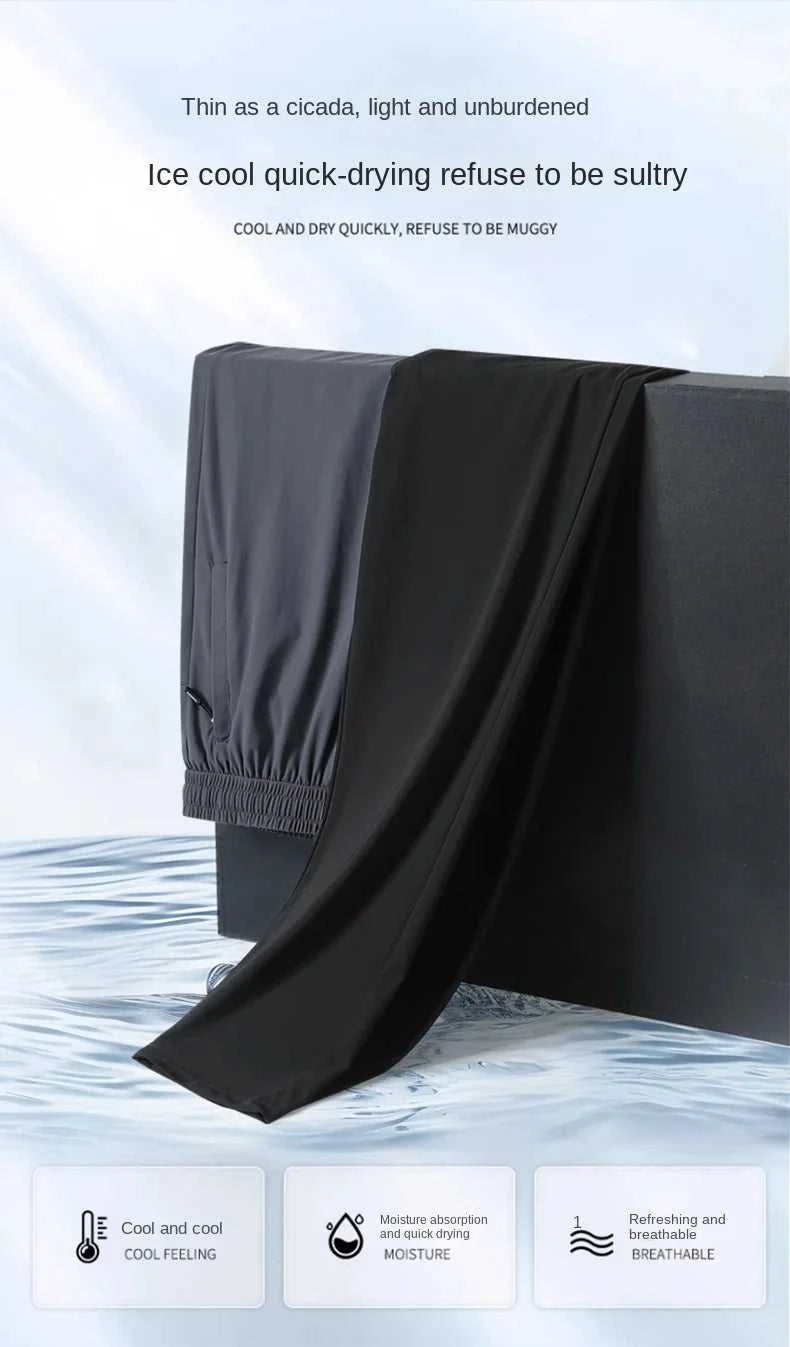 Ice Silk Men's trousers 2024 summer black-and-gray thin style business casual pants outdoor stretch breathable straight leg loos The jack market .AU The jack market .AU Men Fashion $ 51 14:175#qianhui;200007763:201336106;5:200661035
