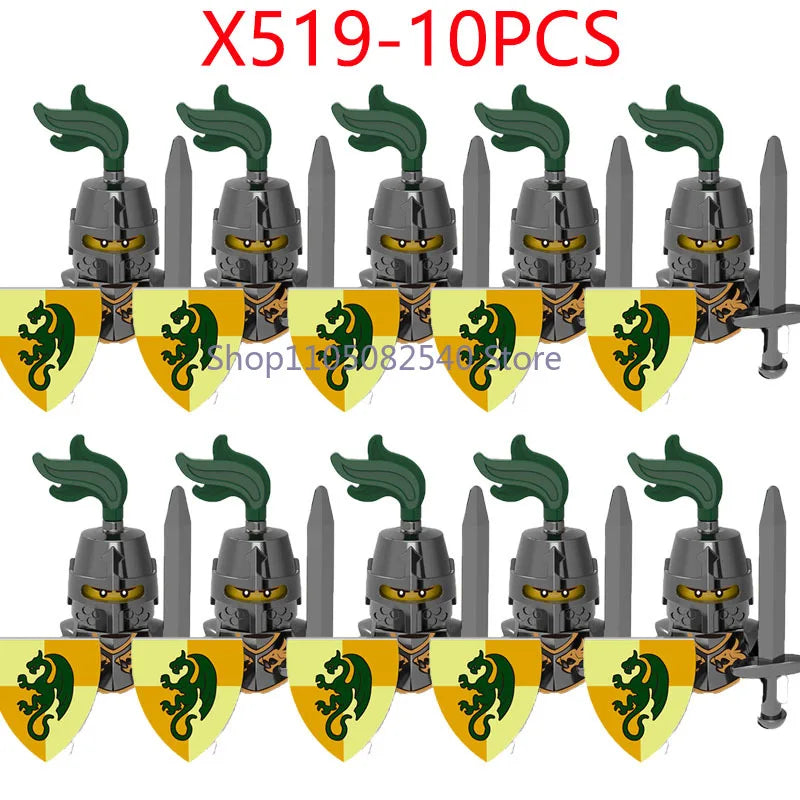 MOC Military Soldier Movie Character Building Blocks Accessories Medieval Castle Knight Helmet Shield Mini Brick Gift Toy E008
