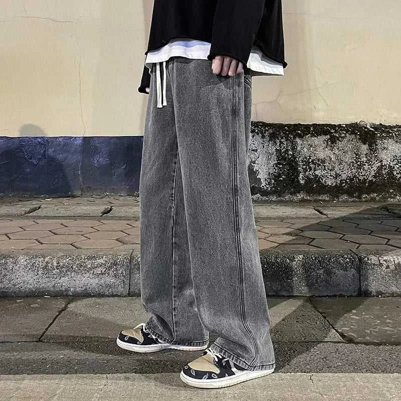 Korean Style Streetwear New Fashion Baggy Casual Men Jeans High Street Harajuku Denim Trousers Men Brand pants Black grey Blue The jack market .AU The jack market .AU Men Fashion $ 36 14:365458#Image color;5:361386