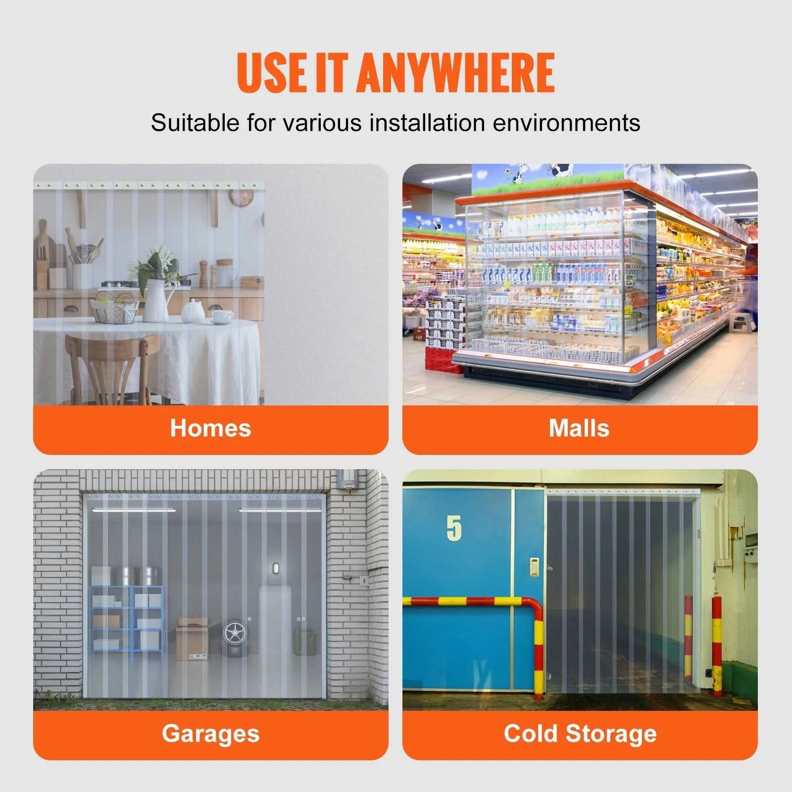 SucceBuy 50/100/150ft PVC Strip Curtain 8"/12" Clear Smooth Plastic Door Strips Curtain Bulk Roll for Warehouses Factories The jack market .AU The jack market .AU Home $ 174 14:201504127#164 ft x 8 in;200007763:201336106