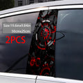 2 pieces, B-pillar car stickers Red mechanical gears Protective film, suitable for all vehicle models