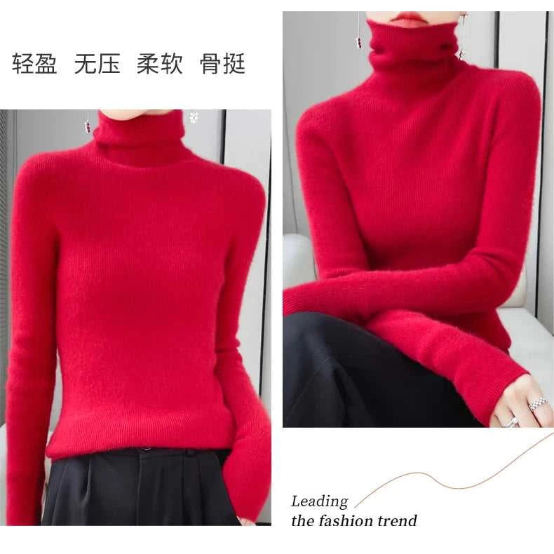 100% Merino Wool Long-sleeved Turtleneck Pullover Women's Autumn Winter Slim Sweater Basic Women's Clothes Cashmere Sweater The jack market .AU The jack market .AU Woman Fashion $ 75 14:1052#black;200007763:201336100;5:4182