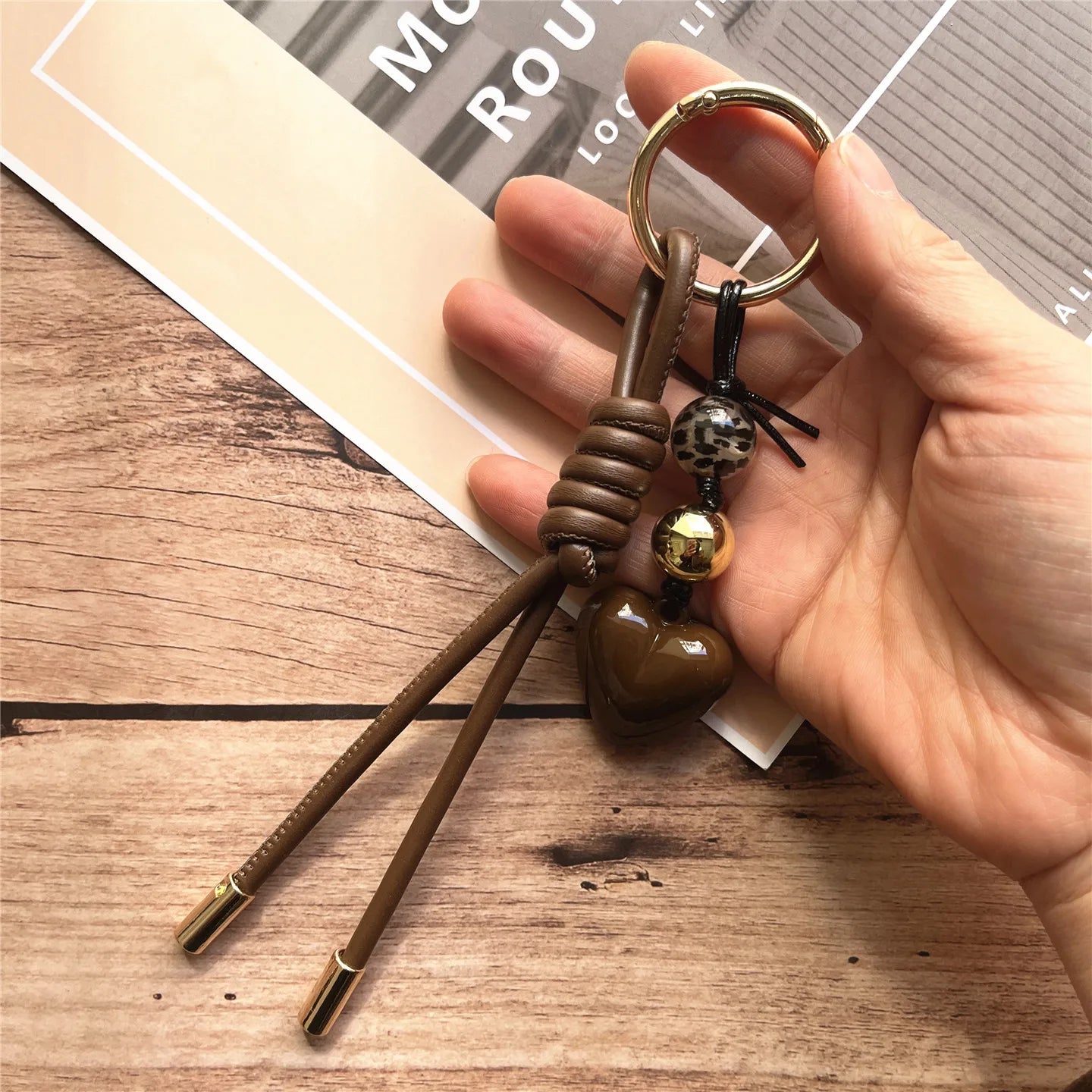 Female Keychain with PU Leather Lanyard for Keychain DIY Mobile Hanging Tape Accessories Rope Vintage Phone Cellular Decorations