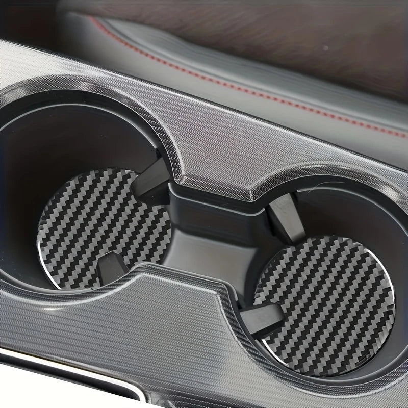 2PCS Car Cup Holder Mats, Additions for Vehicle Interior Decoration, Easy to Maintain, Non-Slip, Long-Lasting, Fits Most Sizes