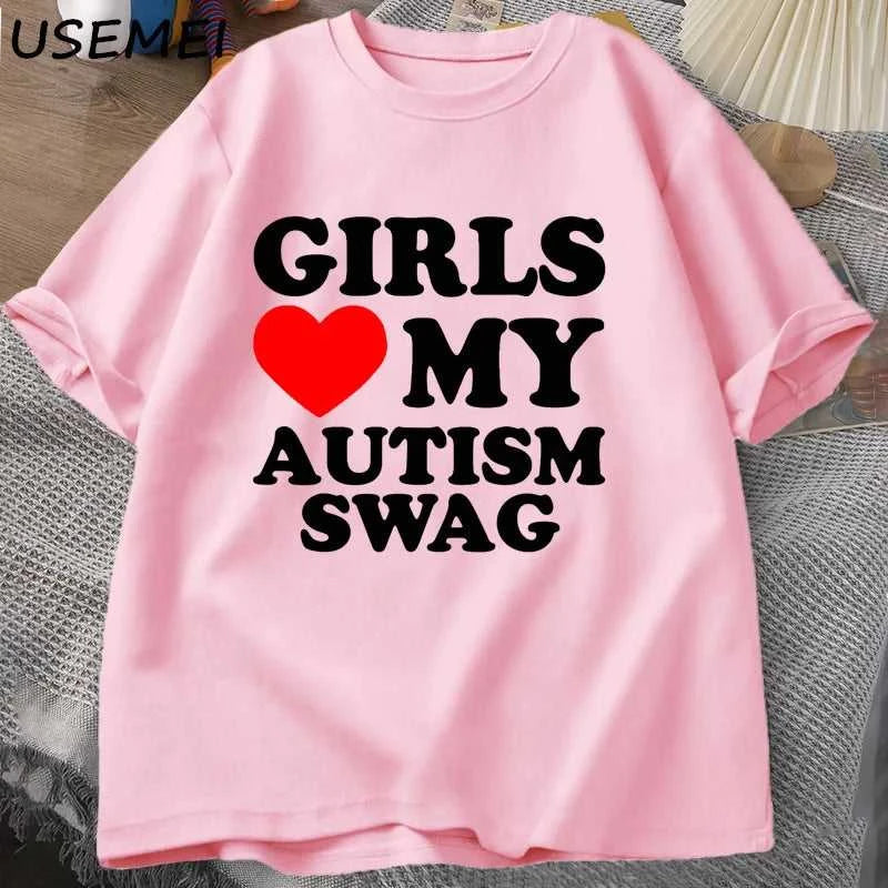 Girls Boys Love My Autism Swag T Shirt Women Men Funny Autistic Girls Awareness Idea T-Shirt Couple Lover Short Sleeve Tees The jack market .AU The jack market .AU Men Fashion $ 30 14:193;5:100014064