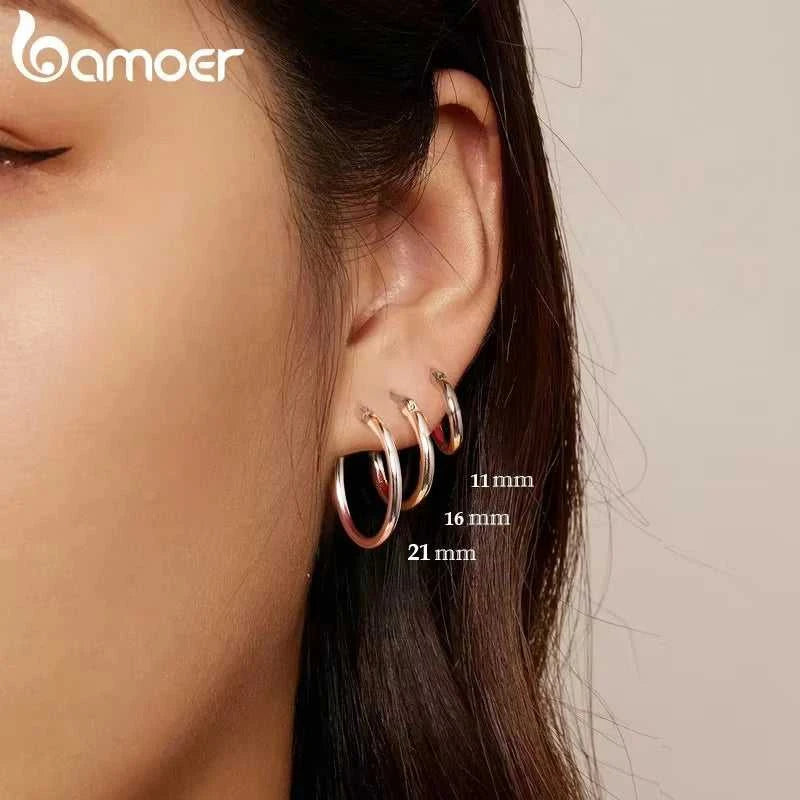BAMOER 925 Sterling Silver Bold Classic Hypoallergenic Hoop Earrings, 14K White Gold Plated Glossy Tube Earrings for Women Gift The jack market .AU The jack market .AU Jewellery & Chains $ 65 200000226:365458#Gold - 21mm;200007763:201336100