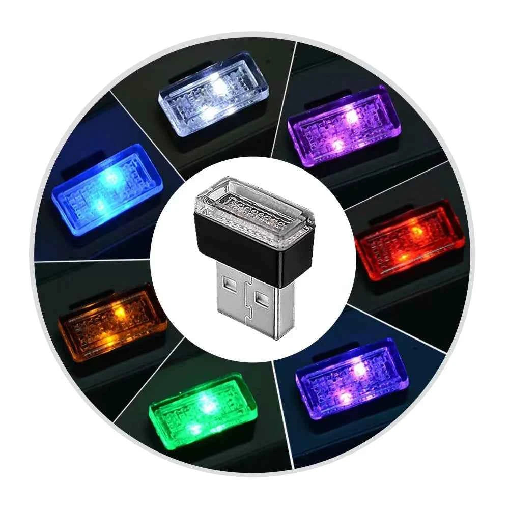 2PCS USB LED Car Light Interior Mini Atmosphere Light Emergency Lighting Light PC Auto Colorful Decorative Lamp