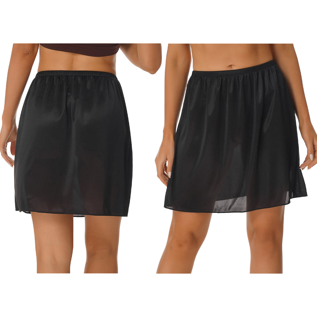 Womens Petticoat Skirt Solid Half Slip Underskirt Summer Elastic Waist Inner Lining Midi Skirt Long Underskirt for Party Dress