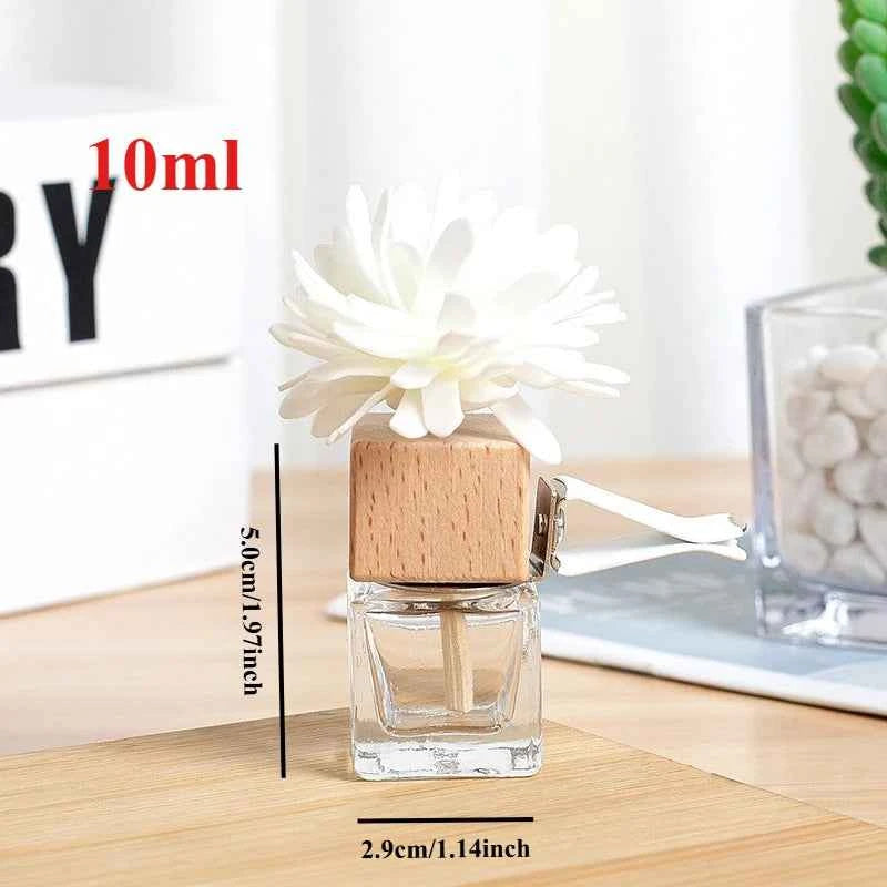 10pcs 10ml Empty Glass Essential Oil Diffuser Bottle with Lid for Car Air Freshener Vent Clip Portable Perfume Fragrance Bottle