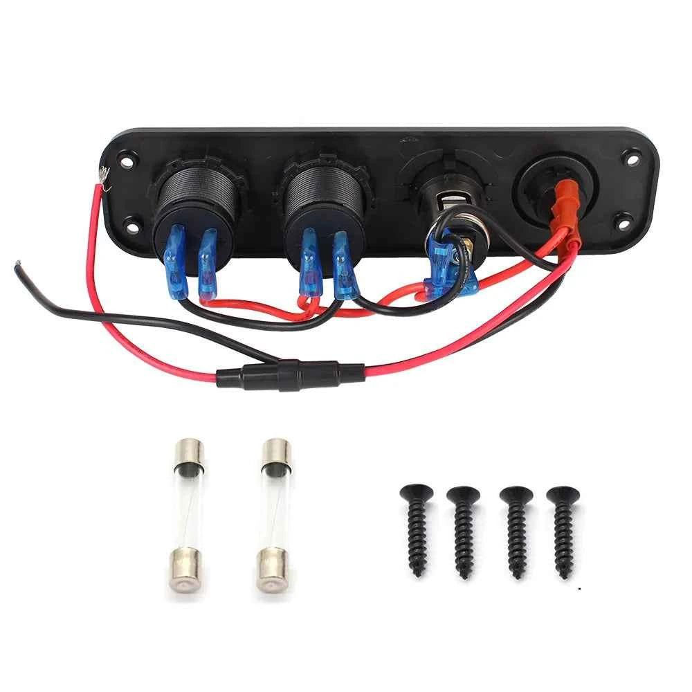 12V 24V 6 Buttons Car Switch Panel 15A Fuse Marine Circuit Breaker Voltmeter Tester Light Toggle USB Chargers 3.0 Auto Splitter