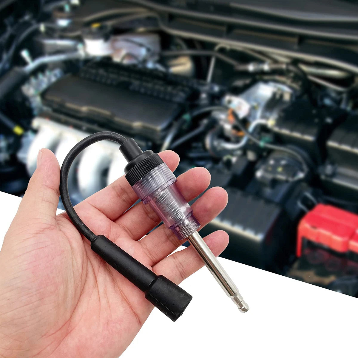 Spark Plug Tester, Engine Ignition Coil Straight Boot Test Light Checker Automotive Car Lawnmower Internal External diagnostic