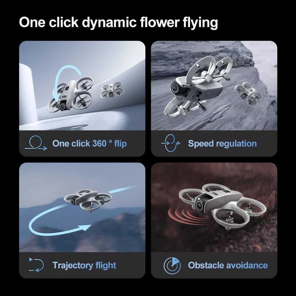 V66 Mini Drone 4K Profesional Dual Camera Headless Mode Obstacle Avoidance WiFi FPV Dron 360° Flip RC Quadcopter Toys for Kids The jack market .AU The jack market .AU Drones $ 85 14:10#Grayish White