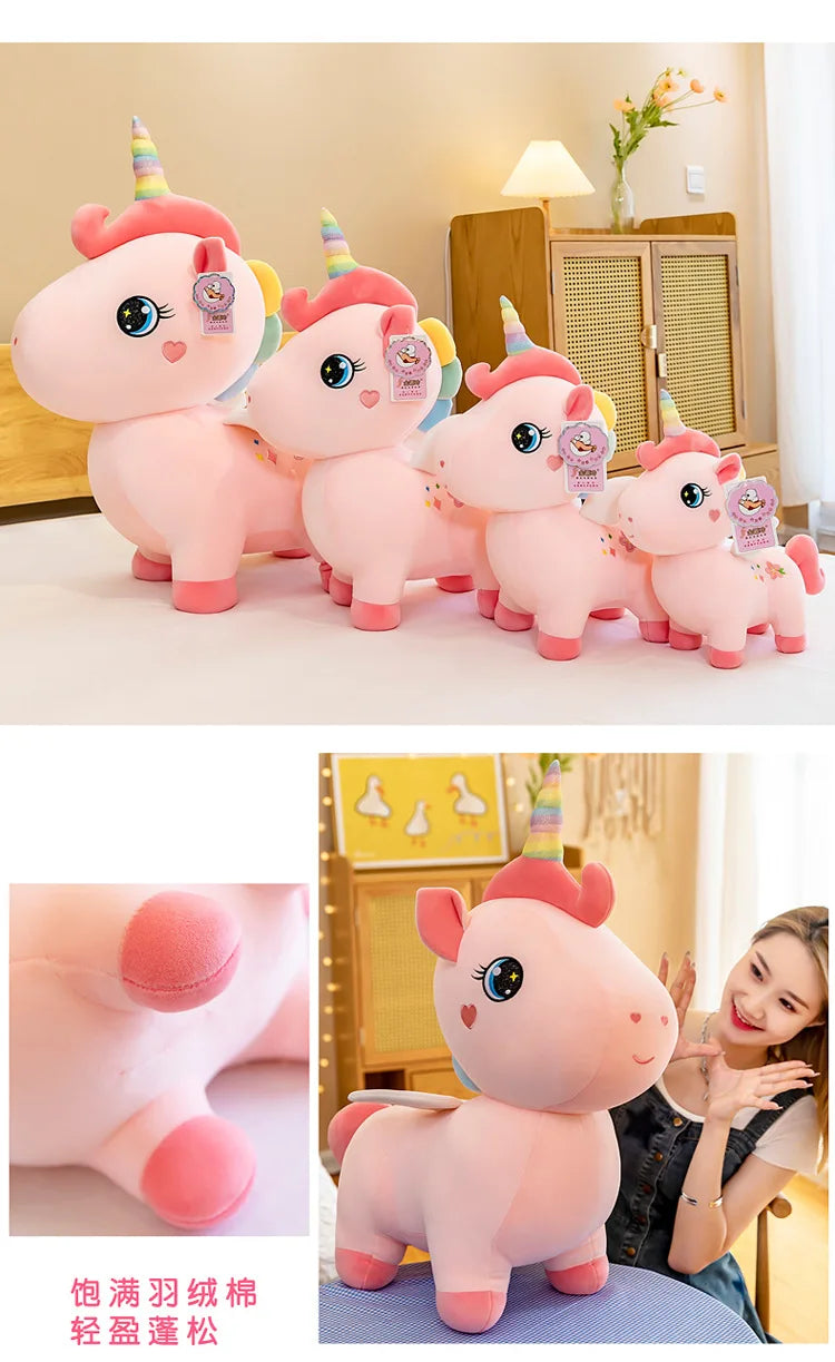 Cute Pink Unicorn with Wings Plush Toy Doll Soft Stuffed Kawaii Animals Princess Cartoon Pillow Cushion Birthday Gift for Girl