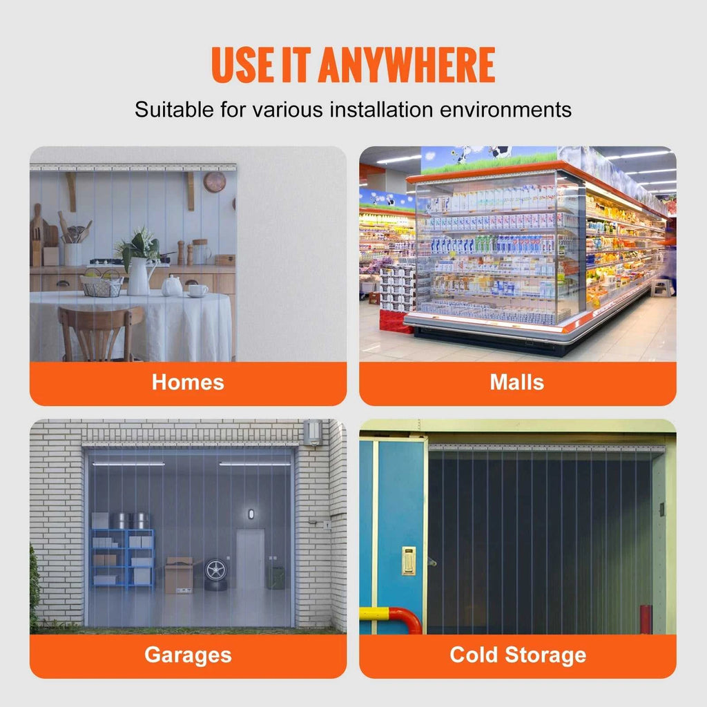 SucceBuy 96" x 96" Strip Curtain 0.08" Thickness Clear Smooth Plastic Door Strips PVC Curtains for Warehouses Walk in Freezers The jack market .AU The jack market .AU Home $ 172 14:202010806#96 x 96in;200007763:201336104