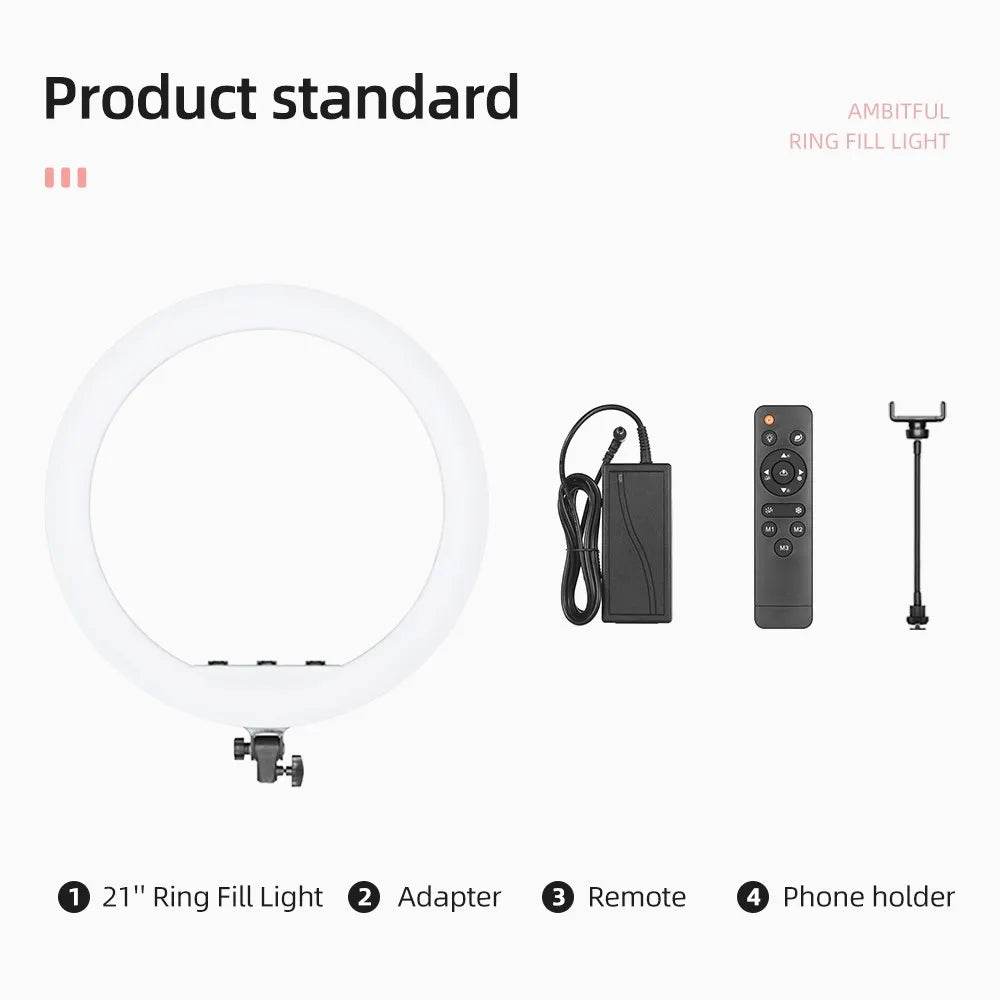 AMBITFUL 18" 21" 50W LED Ring Light Annular Lamp Bi-color 3000K-6000K  + Remote Control for Video YouTube Ringlight Makeup Light