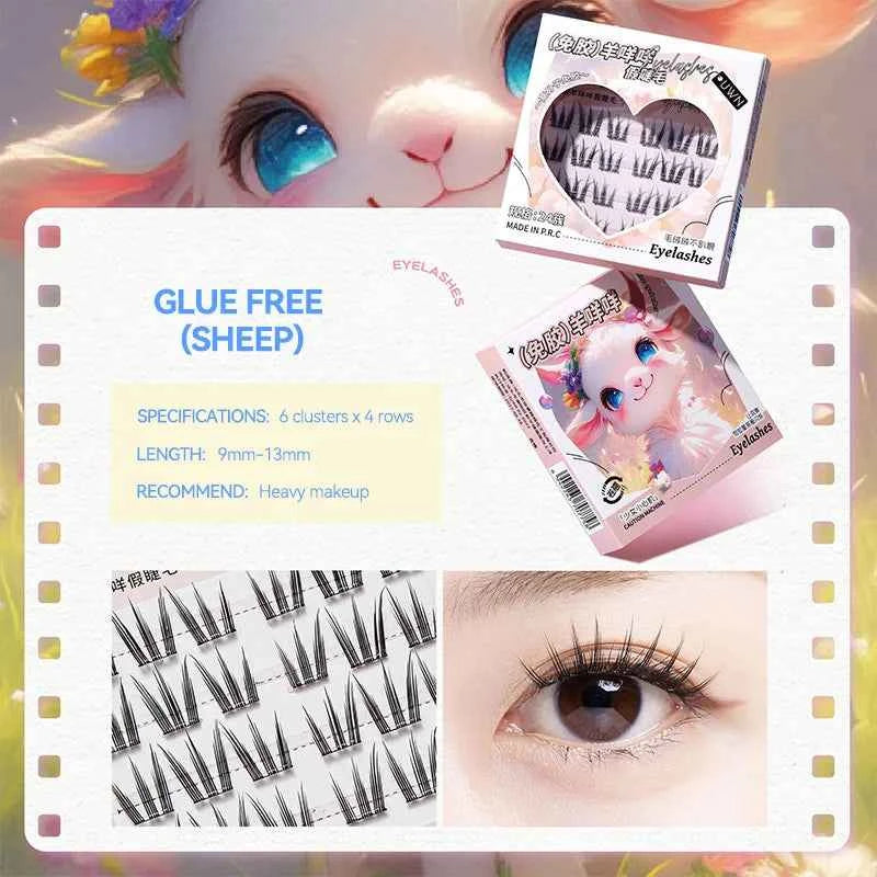 Animal Series No-Glue False Eyelashes - Natural Curl & Volume, Easy Application for Beginners