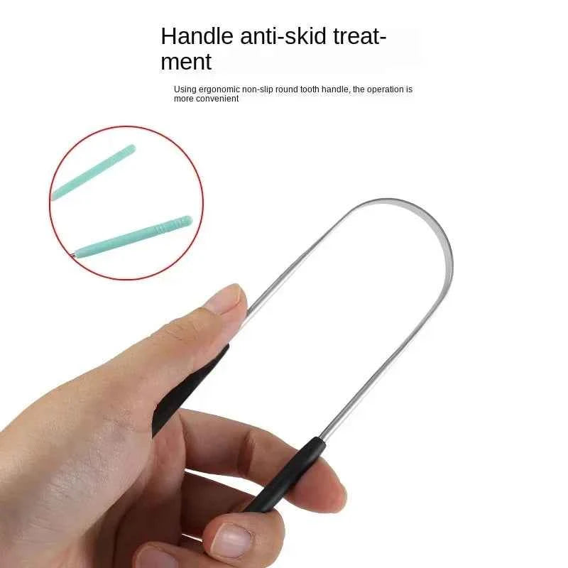FreshBreeze Stainless Steel Tongue Scraper - Coated U-Shaped Design for Ultimate Oral Hygiene & Fresh Breath