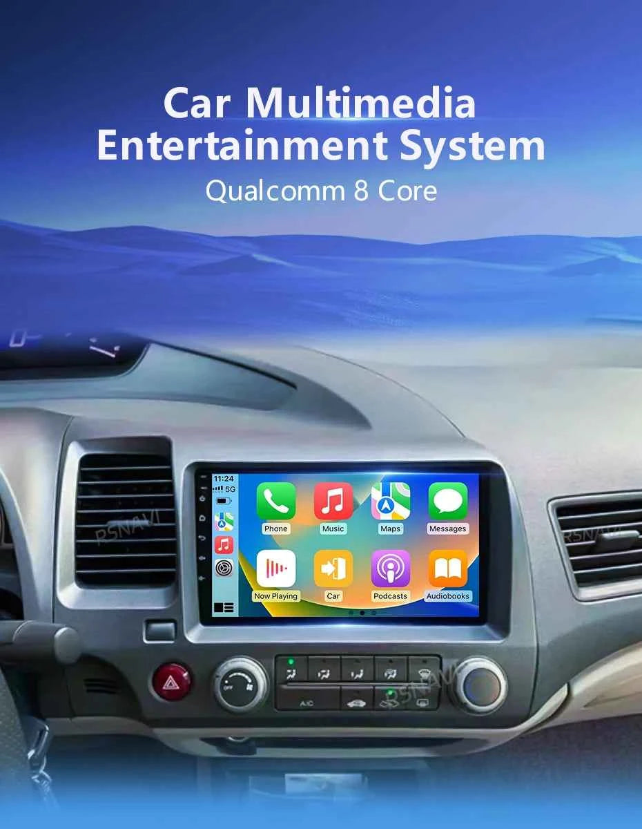 Android 15 Car radio For Honda Civic 8th 2005-2011 Carplay Android auto Qualcomm Car stereo Multimedia player 4G wifi 48EQ 2 din