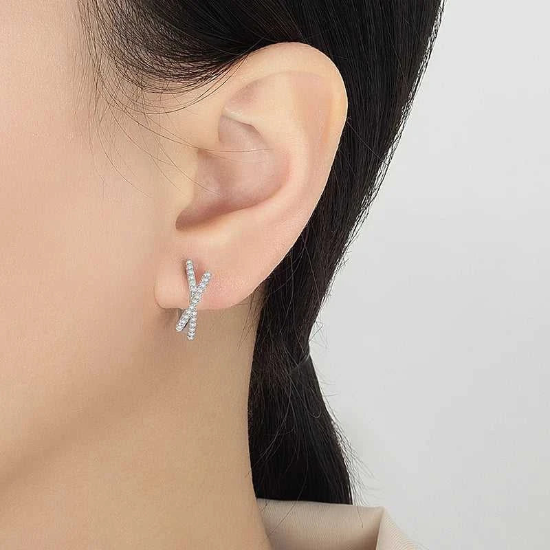 PERFANY 0.28CT Full Moissanite Hoop Earrings Women S925 Pure Silver Cross Design Laboratory Diamond Fashion Jewelry Party Gift The jack market .AU The jack market .AU Jewellery & Chains $ 82 200001034:361180#Total-0.28CT