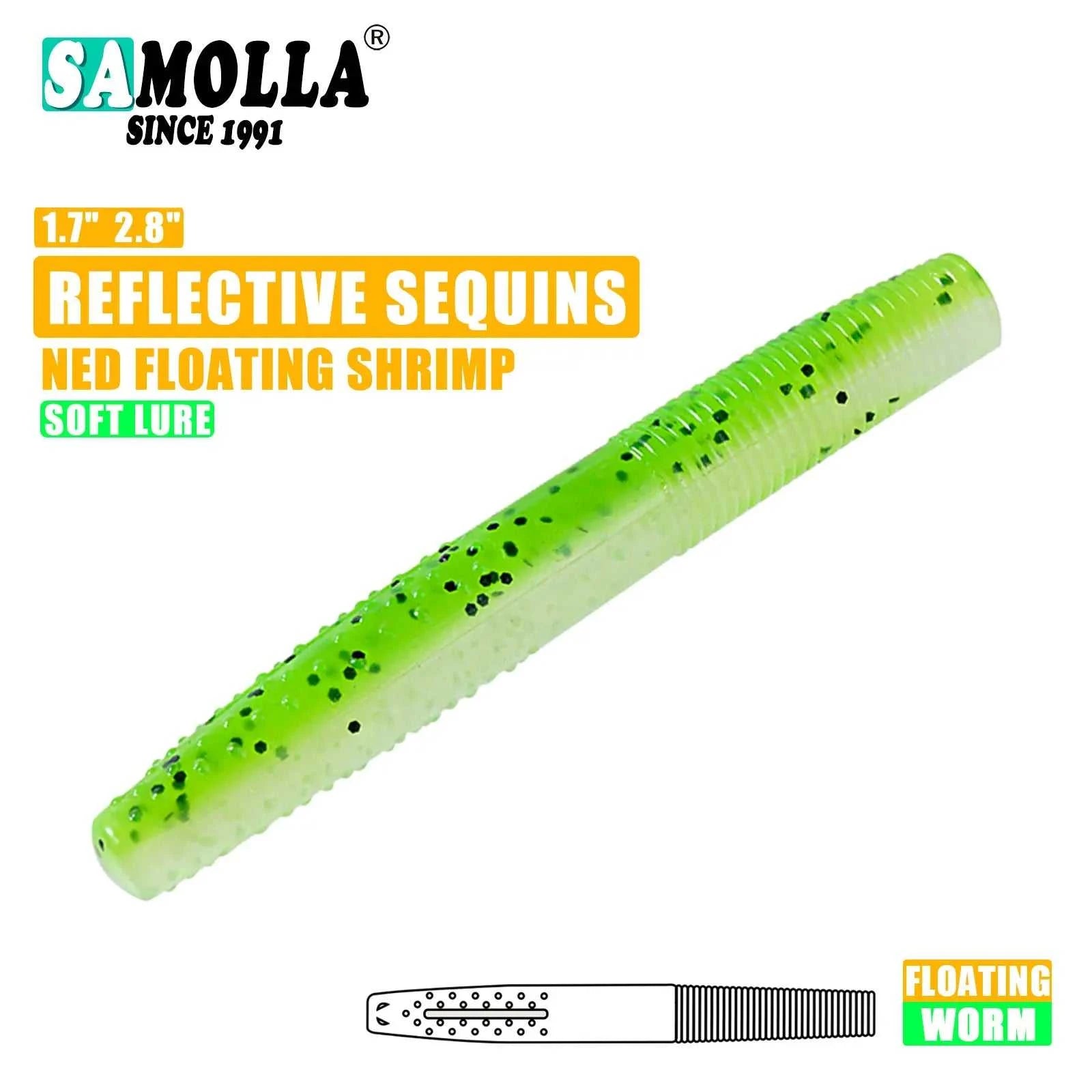 SAMOLLA Floating Worms Bass Fishing Lure Soft Plastic Artificial Bait Ned Wacky Rig Tpe Floating Weightless Leurre Souple Wobble The jack market .AU The jack market .AU Fishing Gear $ 21 14:29#A;5:100014443#4CM 10PCS