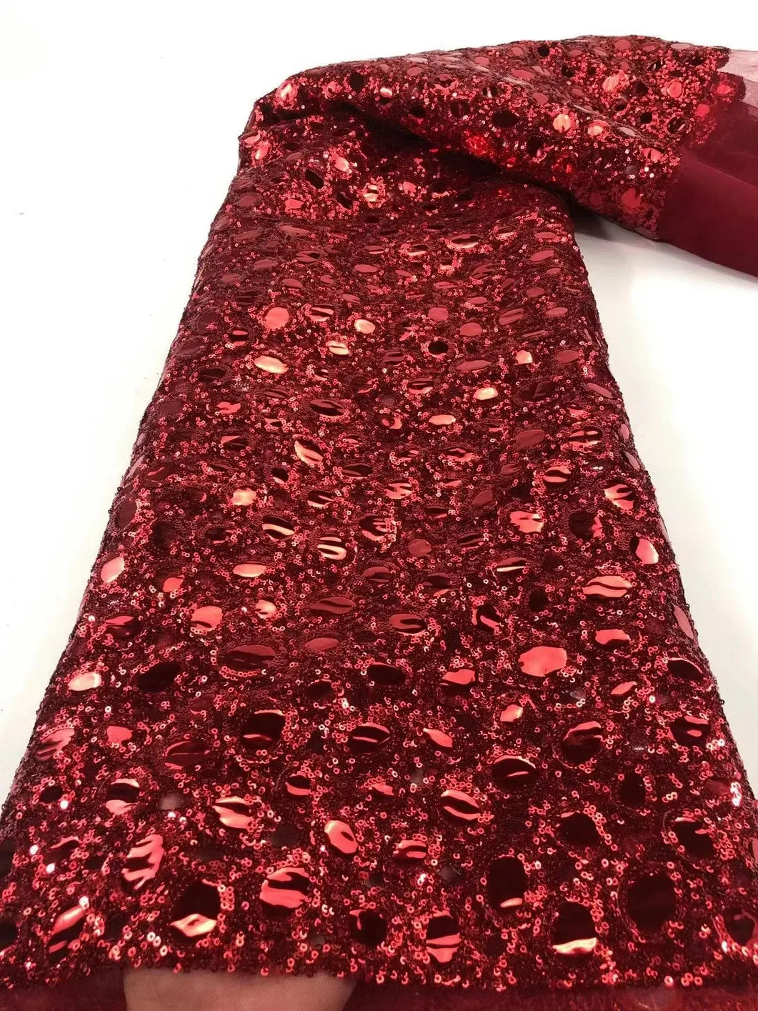 Elegant Couture Gold African Lace Fabric - Stunning Sequins & Embroidery - 5 Yards for Wedding Dresses