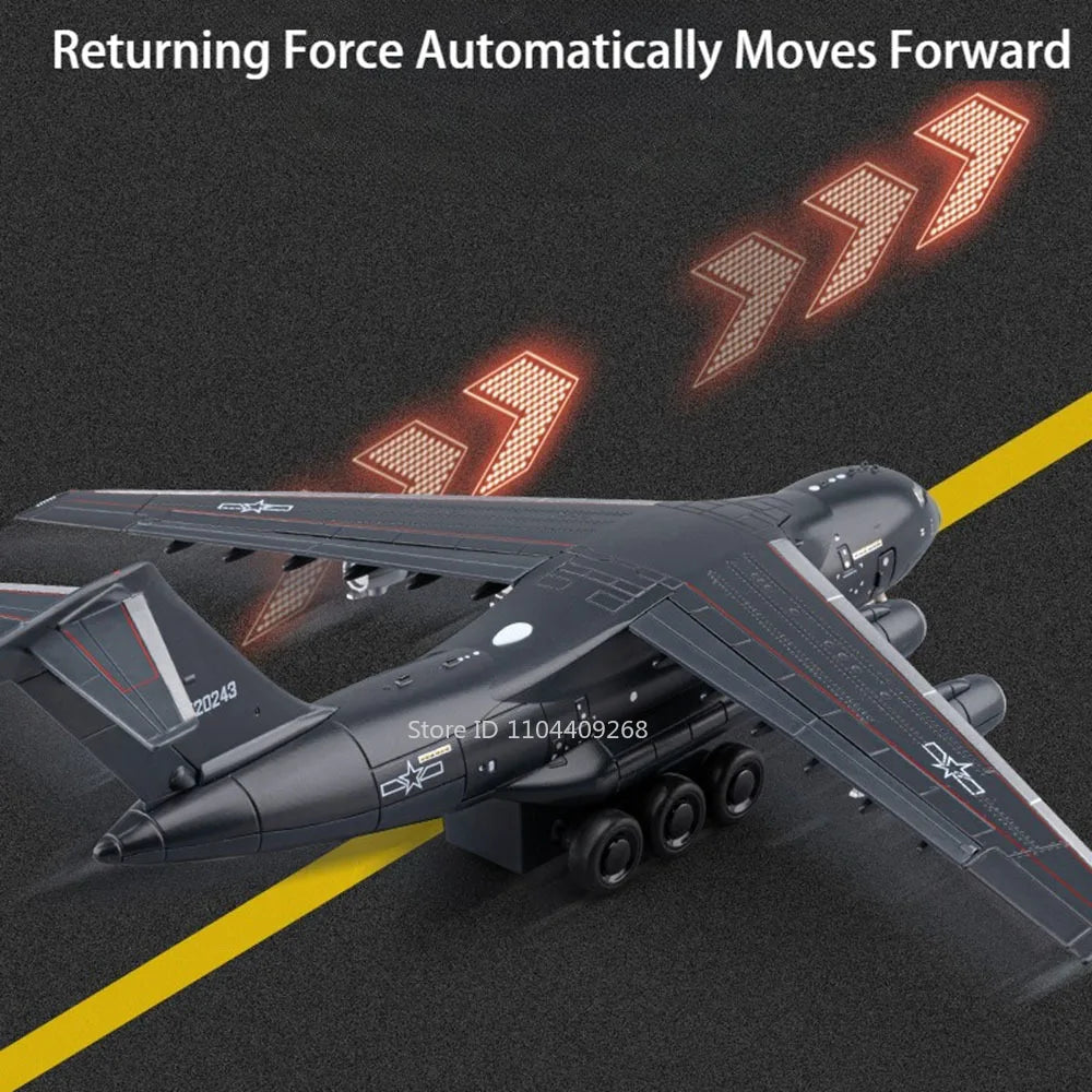 1:180 Y-20 Military Transport Plane Diecast Model – Pull Back with Sound & Light